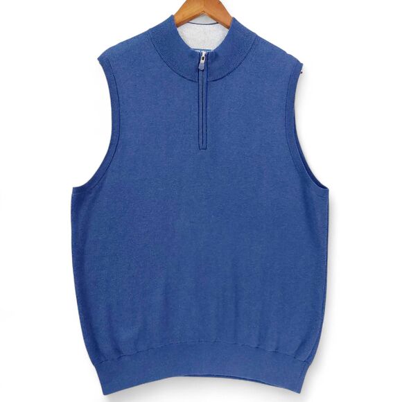 Peter Millar Sweater Vest Mens XL Crown Crafted Quarter Zip Cotton Silk Cashmere - Picture 1 of 6